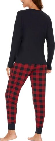 أطقم بيجامات نسائية من GYS ملابس نوم من الخيزران الفسكوزي بأكمام طويلة مع بنطلونات ناعمة مجموعة صالة Pjs ملابس نوم للسيدات in Kuwait