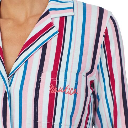 طقم بيجامة نسائي من Nautica بأكمام طويلة وقميص وبنطال مكون من قطعتين in Saudi Arabia