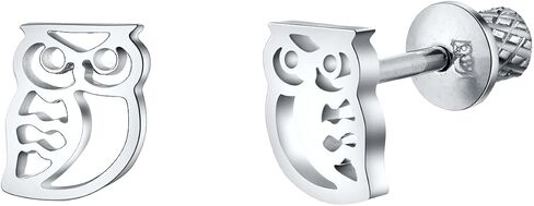 Earrings For Girls, Owl Hypoallergenic Earrings for Girls, Stud Screw On Safety Backs, Stainless Steel Ultra Sensitive Ears Post For Kids, Toddlers, Little Girls, Teens in Saudi Arabia