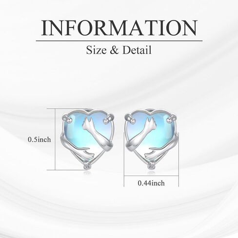 VIJASHOP Moonstone Hug Stud Earrings Heart Moonstone Earrings Hug Love Earrings Jewelry Birthday Gift for Mother Wife in Kuwait