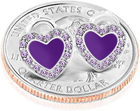 أقراط Chanteur للأطفال - 925 من الفضة الإسترلينية مع حلق خلفي آمن من الذهب الأبيض ومينا القلب مصنوع من عناصر سواروفسكي، للأطفال والرضع والفتيات والأطفال in Kuwait