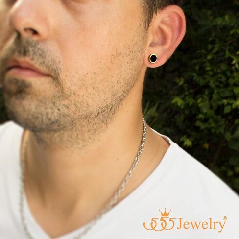 555Jewelry أقراط من الفولاذ المقاوم للصدأ لطيفة وصغيرة الحجم على شكل زر دائري للنساء والفتيات in Saudi Arabia