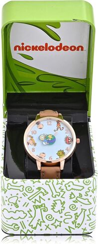 Accutime Nickelodeon Rugrats Adult Women's Analog Watch - Faux Brown Leather, Glass Dial Face, Gold Mattle Case, Female, Analog Wrist Watch in Brown (Model: NIC5023AZ) in Saudi Arabia