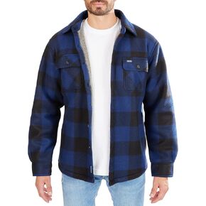 Smith's Workwear Men's Sherpa-Lined Plaid Fleece Shirt Jacket in Kuwait