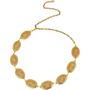 Floerns Women's Textured Geo Adjustable Metal Chain Belt for Jeans Dresses in Saudi Arabia