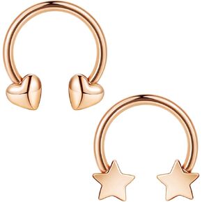 LOAYHOAY 2Pcs 16G Titanium Septum Rings for Women Men Horseshoe Septum Nose Rings Hoop Star Heart Septum Piercing Jewelry in Kuwait