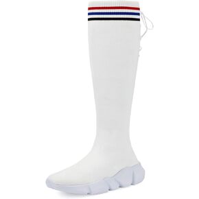 Casbeam Womens Knee High Boots High Top Shoes for Girls Comfortable Slip-On Sock Sneakers