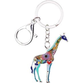 WEVENI Alloy Colorful Giraffe Keychain Accessories Enamel Jewelry Gifts For Women Girls Bag Car Wallet Charms