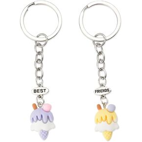 yaozeio Cute Ice Cream Keychains for Women Girls Best Friends Buds Gifts Keychains Set for Bff Besties