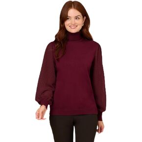 Adrianna Papell Women's Long Woven Sleeve Turtleneck Sweater in Kuwait