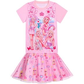 RAAIBB Princess Peach Shirt Skirt Costume for Girls Kids Princess Dress Up Summer Outfit Birthday Party in Kuwait