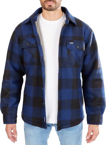 Smith's Workwear Men's Sherpa-Lined Plaid Fleece Shirt Jacket in Saudi Arabia