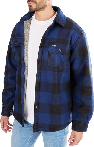 Smith's Workwear Men's Sherpa-Lined Plaid Fleece Shirt Jacket in Saudi Arabia