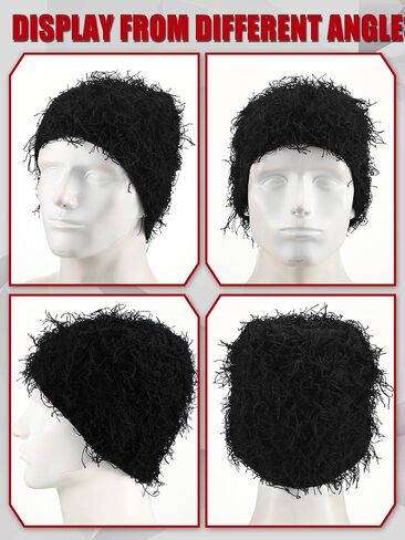 Shihanee 4 Pcs Distressed Balaclava Unisex Knitted Beanie Fuzzy Winter Warm Outdoor Winter Hat Knit Beanie Cap for Men Women in Kuwait