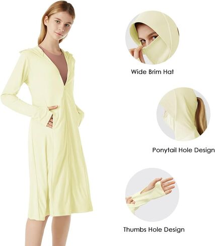OHYOGA Womens UPF 50+ Sun Protection Hoodie Long Sleeve Shirt Dress for Fishing Hiking Outdoor Beach in Kuwait