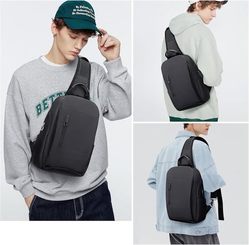 حقيبة ظهر WITZMAN سلينغ للرجال من النايلون للسفر وحقيبة ظهر مقاومة للماء وخفيفة الوزن وحزام واحد كاجوال للمشي لمسافات طويلة (BN002 أسود) in Kuwait