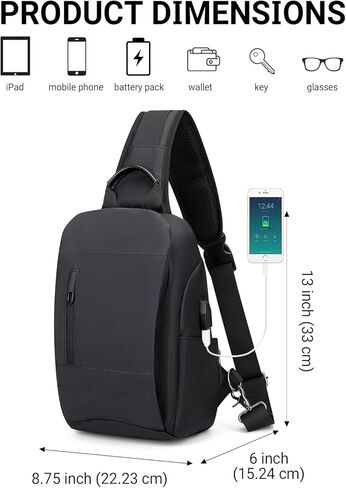 حقيبة ظهر WITZMAN سلينغ للرجال من النايلون للسفر وحقيبة ظهر مقاومة للماء وخفيفة الوزن وحزام واحد كاجوال للمشي لمسافات طويلة (BN002 أسود) in Kuwait