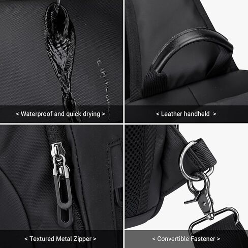 حقيبة ظهر WITZMAN سلينغ للرجال من النايلون للسفر وحقيبة ظهر مقاومة للماء وخفيفة الوزن وحزام واحد كاجوال للمشي لمسافات طويلة (BN002 أسود) in Kuwait