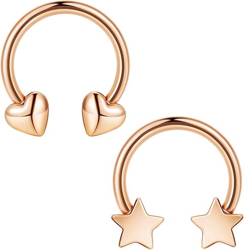 LOAYHOAY 2Pcs 16G Titanium Septum Rings for Women Men Horseshoe Septum Nose Rings Hoop Star Heart Septum Piercing Jewelry in Kuwait