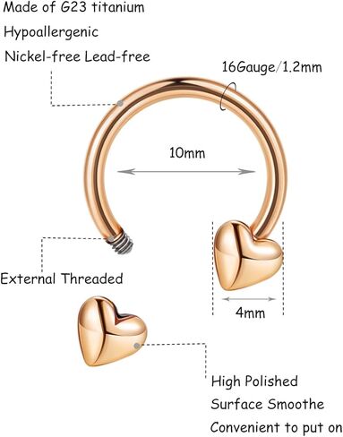 LOAYHOAY 2Pcs 16G Titanium Septum Rings for Women Men Horseshoe Septum Nose Rings Hoop Star Heart Septum Piercing Jewelry in Kuwait