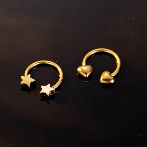 LOAYHOAY 2Pcs 16G Titanium Septum Rings for Women Men Horseshoe Septum Nose Rings Hoop Star Heart Septum Piercing Jewelry in Kuwait