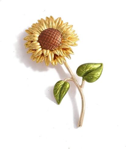 Yellow Flower Rhinestone Sunflower Brooch Enamel Crystal Plant Brooch Pin, Charm Sun Flower Coat Brooch for Women in Saudi Arabia
