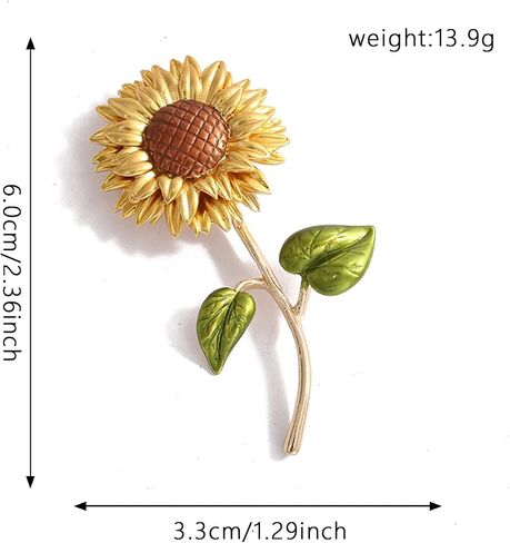 Yellow Flower Rhinestone Sunflower Brooch Enamel Crystal Plant Brooch Pin, Charm Sun Flower Coat Brooch for Women in Saudi Arabia