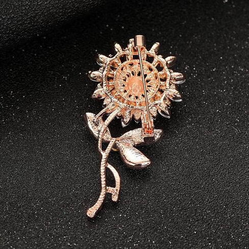 Yellow Flower Rhinestone Sunflower Brooch Enamel Crystal Plant Brooch Pin, Charm Sun Flower Coat Brooch for Women in Saudi Arabia