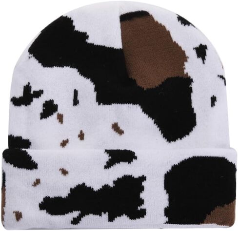 KORADI Women's Cow Print Beanie Men's Cuffed Knit Hat Winter Warm Beanie Caps in Saudi Arabia