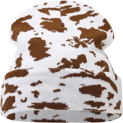 KORADI Women's Cow Print Beanie Men's Cuffed Knit Hat Winter Warm Beanie Caps in Saudi Arabia
