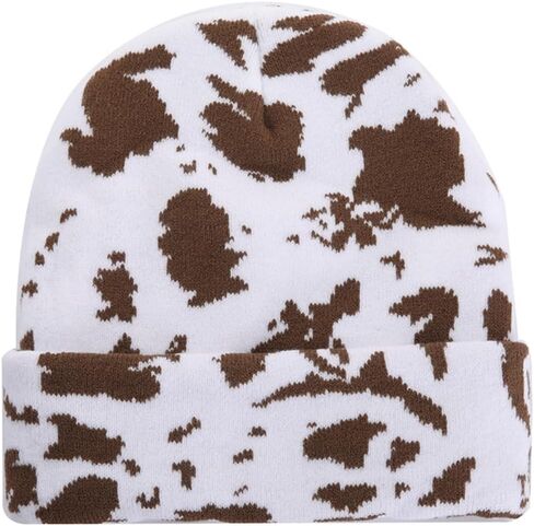 KORADI Women's Cow Print Beanie Men's Cuffed Knit Hat Winter Warm Beanie Caps in Saudi Arabia