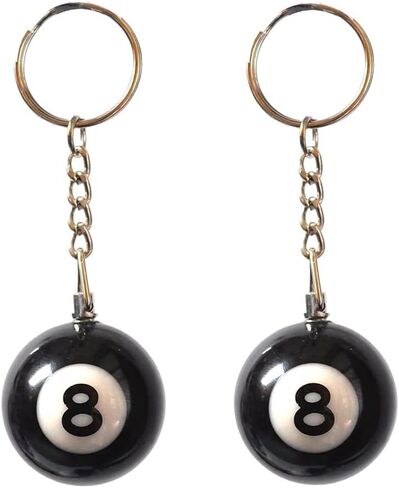 Qunqin 2 pcs Black 8 Ball Keychain Creative Key Chain Diameter 1.26 In Pendant Decorative Keychain Keyrings Keychains Accessories in Kuwait