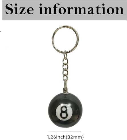Qunqin 2 pcs Black 8 Ball Keychain Creative Key Chain Diameter 1.26 In Pendant Decorative Keychain Keyrings Keychains Accessories in Kuwait
