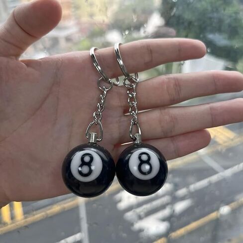 Qunqin 2 pcs Black 8 Ball Keychain Creative Key Chain Diameter 1.26 In Pendant Decorative Keychain Keyrings Keychains Accessories in Kuwait