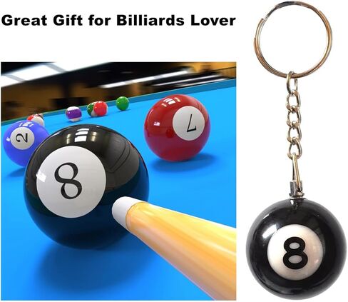 Qunqin 2 pcs Black 8 Ball Keychain Creative Key Chain Diameter 1.26 In Pendant Decorative Keychain Keyrings Keychains Accessories in Kuwait