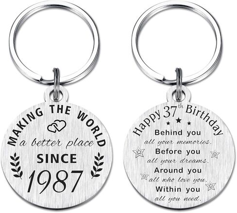 ABNTY 37th Birthday Gifts for Women Men, 37 Year Old Birthday Keychain, Born in 1987 Gifts, 1987 Birthday Decorations in Kuwait