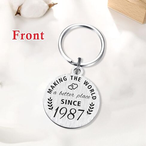ABNTY 37th Birthday Gifts for Women Men, 37 Year Old Birthday Keychain, Born in 1987 Gifts, 1987 Birthday Decorations in Kuwait