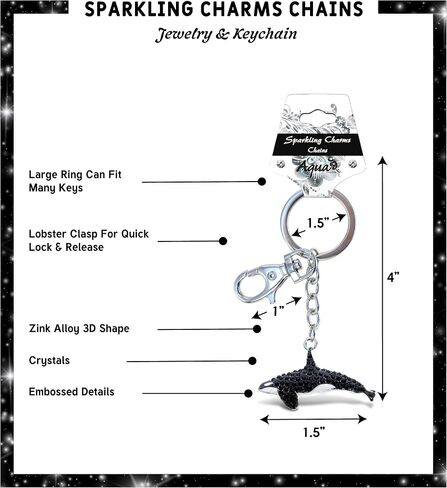 CoTa Global - Black And White Killer Whale Sparkling Keychain Charm 6.5 Inches (6684) in Saudi Arabia