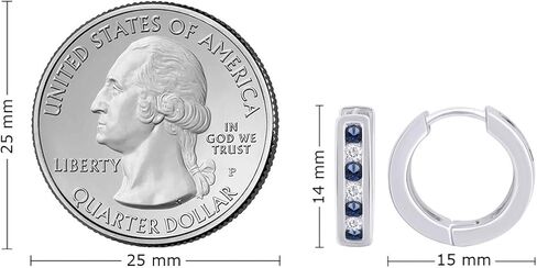 Blue Simulated Sapphire & White Cubic Zirconia Huggie Stud Earrings In 14k Gold Over Sterling Silver in Saudi Arabia