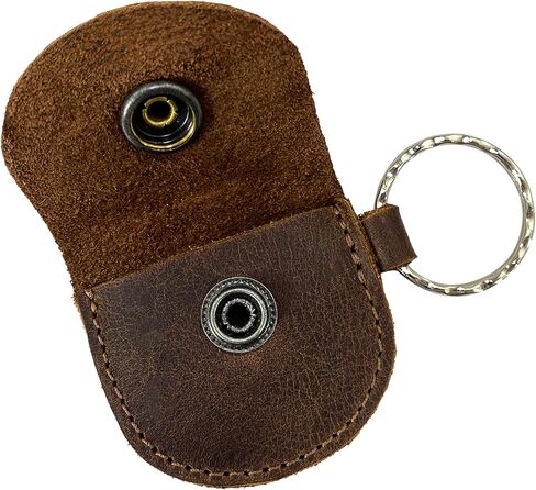 Hide & Groom, Rustic Ring Case Keychain Handmade from Full Grain Leather, Key Organizer, Easily Attach to Keys, Bride & Jewelry Storage - Bourbon Brown, Bourbon Brown, Unique in Kuwait