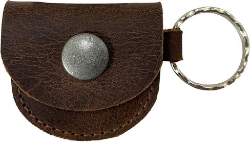 Hide & Groom, Rustic Ring Case Keychain Handmade from Full Grain Leather, Key Organizer, Easily Attach to Keys, Bride & Jewelry Storage - Bourbon Brown, Bourbon Brown, Unique in Kuwait
