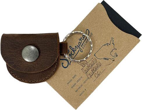 Hide & Groom, Rustic Ring Case Keychain Handmade from Full Grain Leather, Key Organizer, Easily Attach to Keys, Bride & Jewelry Storage - Bourbon Brown, Bourbon Brown, Unique in Kuwait