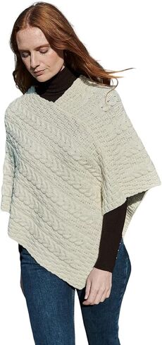 سترة أران للسيدات من بونشو الأيرلندي مصنوعة في أيرلندا من صوف ميرينو بنسيج تقليدي in Kuwait