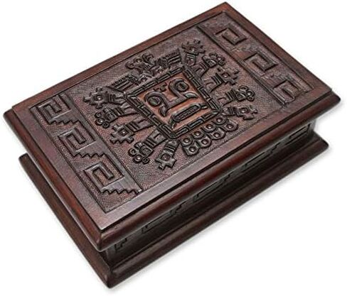 NOVICA Andean Details Mohena Wood and Leather Jewelry Box in Saudi Arabia