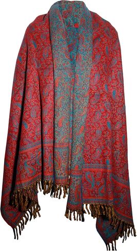 LUXURY YAK WOOL SHAWL FLORAL PAISLEY PREMIUM QUALITY MAROON BLUE COLOUR FASHION SCARF OVERSIZE Shawl YOGA Blanket stole unisex Travel Wrap Meditation Soft gift for her in Kuwait