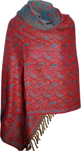 LUXURY YAK WOOL SHAWL FLORAL PAISLEY PREMIUM QUALITY MAROON BLUE COLOUR FASHION SCARF OVERSIZE Shawl YOGA Blanket stole unisex Travel Wrap Meditation Soft gift for her in Kuwait