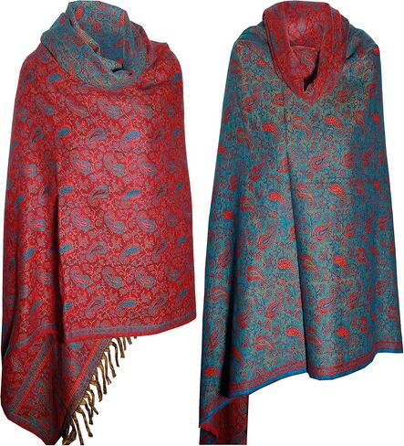LUXURY YAK WOOL SHAWL FLORAL PAISLEY PREMIUM QUALITY MAROON BLUE COLOUR FASHION SCARF OVERSIZE Shawl YOGA Blanket stole unisex Travel Wrap Meditation Soft gift for her in Kuwait