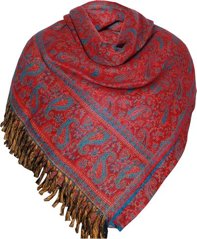 LUXURY YAK WOOL SHAWL FLORAL PAISLEY PREMIUM QUALITY MAROON BLUE COLOUR FASHION SCARF OVERSIZE Shawl YOGA Blanket stole unisex Travel Wrap Meditation Soft gift for her in Kuwait