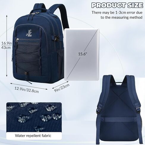 Lanola Basic Multi-Pocket Multipurpose Casual Backpack Water Resistant Bag for Business Travel Hiking Daypack - Dark Blue in Saudi Arabia