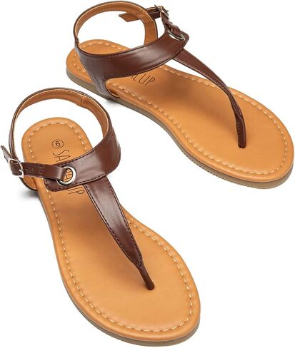 صندل نسائي مسطح من SANDALUP بحزام على شكل حرف T مع إبزيم in Saudi Arabia